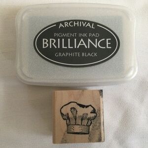 Chef or Baker Hat Rubber Stamp and Ink Pad Vintage